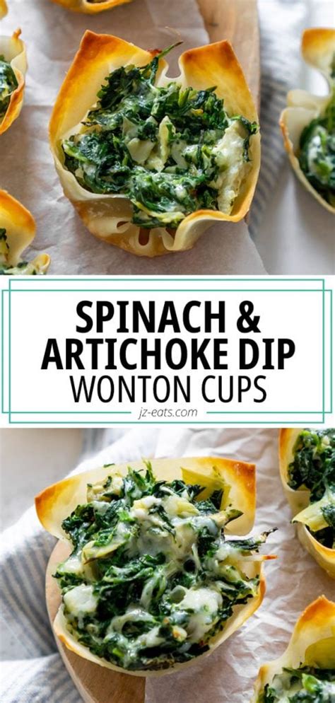 Spinach Artichoke Wonton Cups Jz Eats