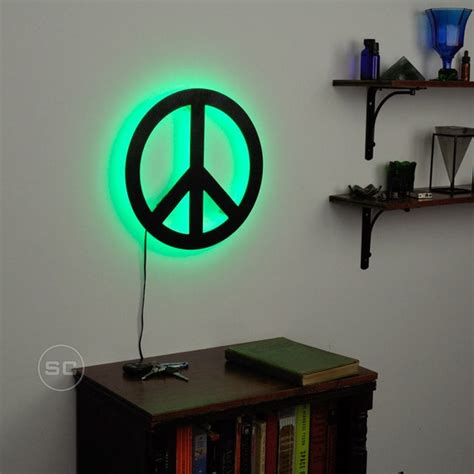 Lighted Peace Symbol Sign Led Wall Hanging Peace Sign Fun