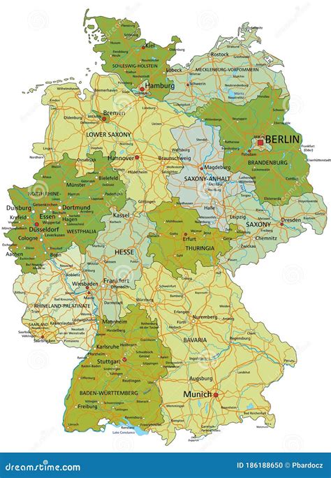 Mapa Político Editable De Alemania Altamente Detallado Con Capas