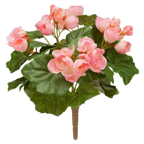 Oakridge Silk Begonia Bush Artificial Flowers Outdoor Décor Pink