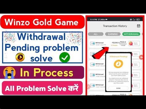 Winzo Gold Withdrawal Pending Problem Solve Winzo Gold Withdrawal In