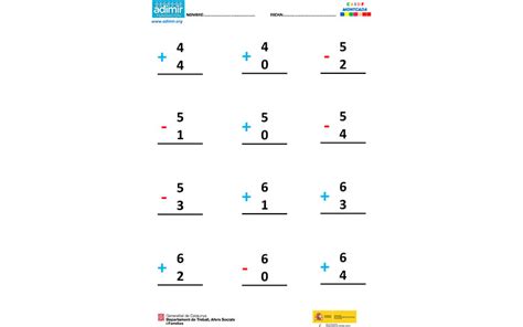 Ficha Sumas Y Restas Sin Llevadas Adimir
