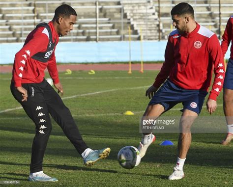 Tunisia's national football team players Seif Eddine Jaziri and Hamza ...