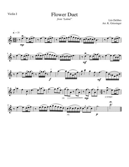 Flower Duet From Lakmé Delibes String Quartet Sheet Music Léo Delibes String Quartet