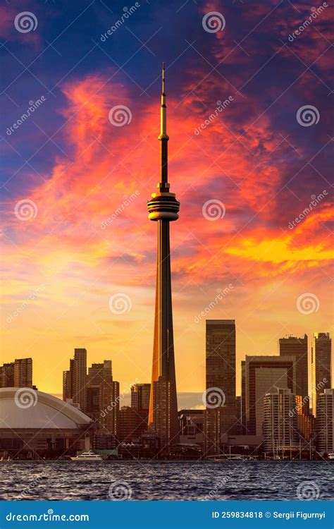 Toronto And CN Tower At Sunset Canada Stock Photo Image Of Light