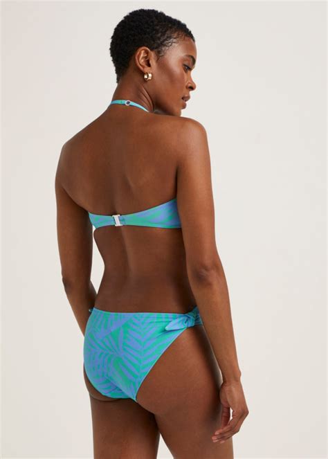 Multicoloured Palm Print Twist Bikini Bottoms Bikini Bottoms