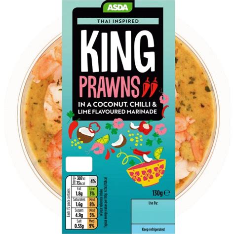 Asda King Prawns In A Coconut Chilli And Lime Flavoured Marinade 130g