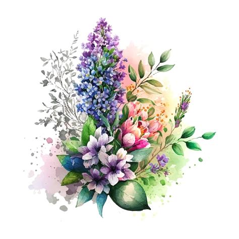 Ramo de flores primaverales acuarela flores ilustración acuarela