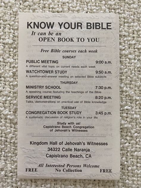 Jehovahs Witness Watchtower Bible Tract Society Tract Time Report Card Ebay