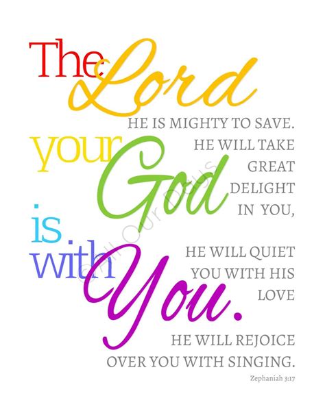 The Lord Your God Is With You Zephaniah Rainbow Etsy