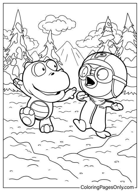 Crong and Pororo Coloring Page - Free Printable Coloring Pages