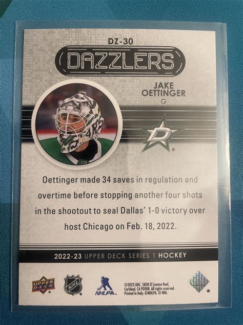 Mavin Upper Deck Series Green Dazzlers Jake Oettinger