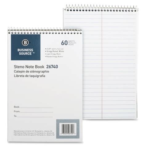 Business Source Steno Notebook 60 Sheets Wire Bound Gregg Ruled