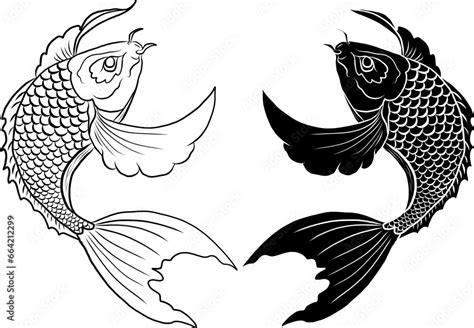 koi carp vector isolate for tattoo.Japanese carp drawing.Hand drawn ...