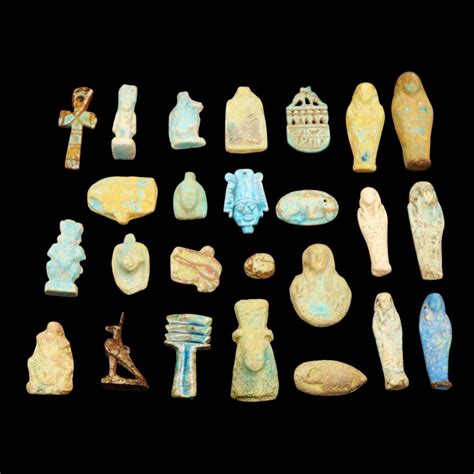 Set of 25 Ancient Egyptian Stone/faience/terracotta Deity Amulet