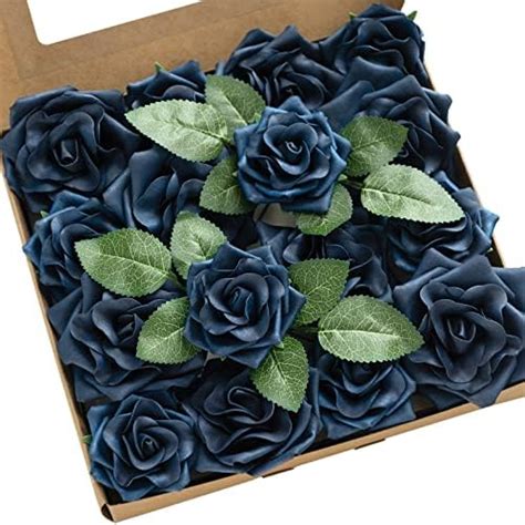 Ling S Moment Artificial Flowers Avalanche Rose Fake Foam Flowers Navy