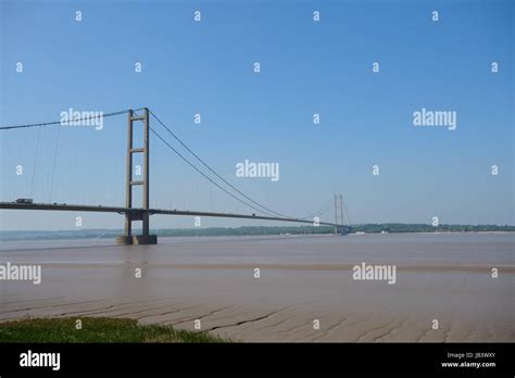 Stock photograph: The Humber Bridge seen from Barton Upon Humber on a ...