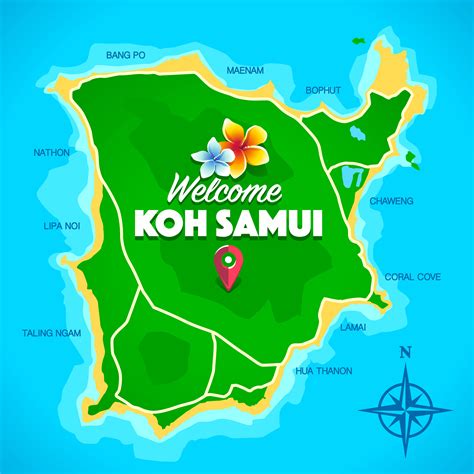 Koh Samui Map Vector 334595 Vector Art at Vecteezy