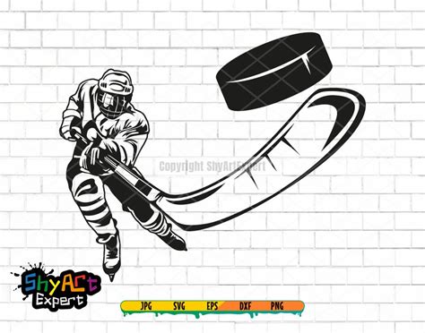 Hockey Player SVG File, Ice Hockey Svg, Hockey Silhouette, Clipart, Png ...