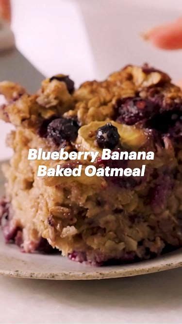 Blueberry Banana Baked Oatmeal Easy Breakfast Recipe Delicious Vegan