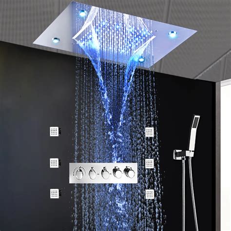 Moderne Decke Verborgen Elektrische LED Regen Dusche Kopf Wasserfall