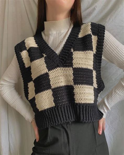 Crochet Checkerboard Sweater Vest Free Pattern Video Tutorial Artofit