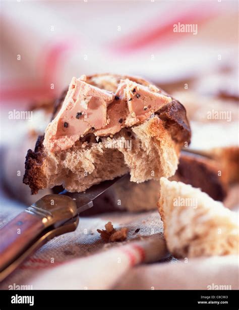 Foie Gras On Bread Stock Photo Alamy