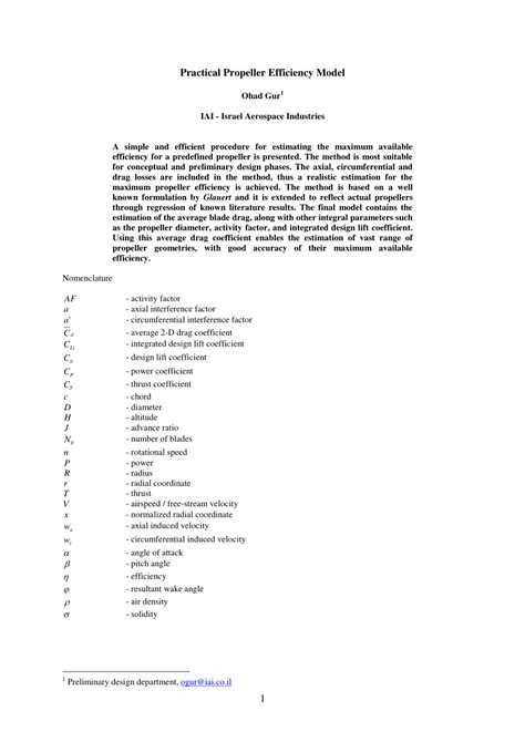 (PDF) Practical propeller efficiency model