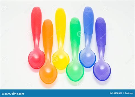 Baby Colorful Plastic Spoons Stock Image Image 24900551