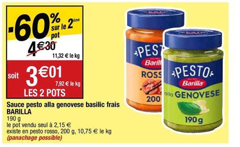 Promo Sauce Pesto Alla Genov Se Basilic Frais Barilla Chez Migros