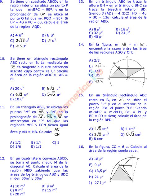 Reas De Regiones Triangulares Problemas Resueltos De Geometria