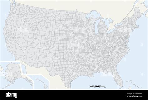 Vector Outline Map Of The States And Counties In The United States