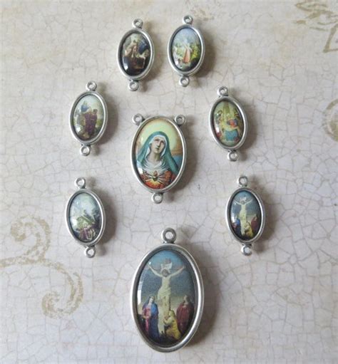 Seven Sorrows Chaplet Medals Set Color Image Seven By Beadlejuise Holy