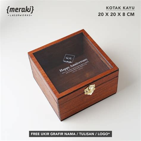 Jual Kotak Kayu Akrilik X X Engsel Wooden Box Acrylic Custom