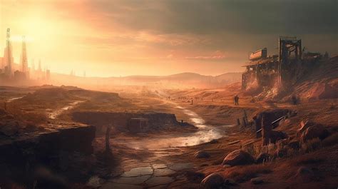 Wasteland Fantasy Backdrop Concept Art Realistic Illustration ...