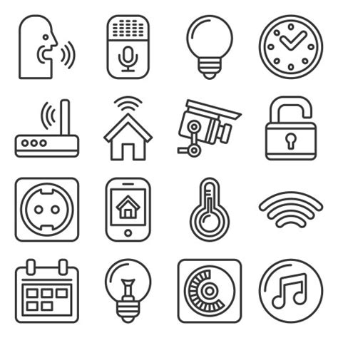 Smart Home Icons Set On White Background Line Vector Image