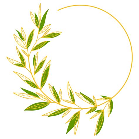 Gold Circle Frame With Leaves 13077980 PNG