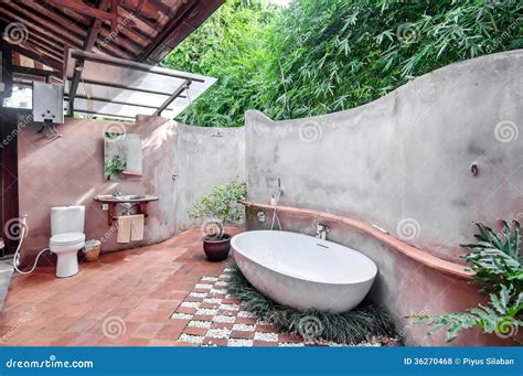 Unique And Classic Outdoor Bathroom Stock Photo - Image of shower ...