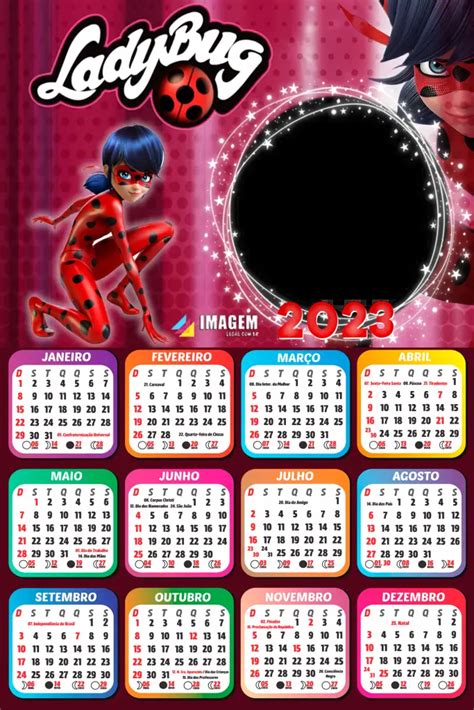 Moldura Colagem Calendário 2023 Ladybug Imagem Legal