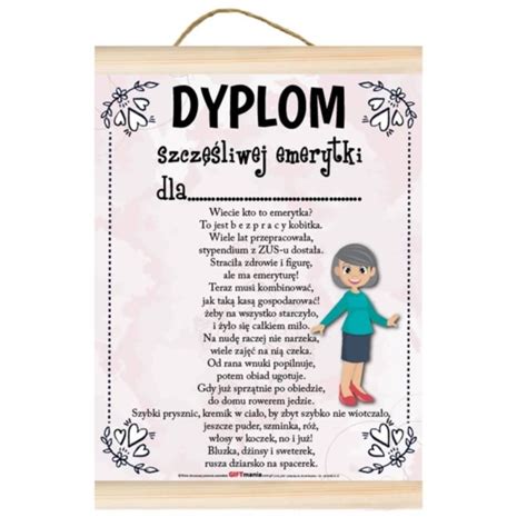 Dyplom A4 Szczęśliwej emerytki zamów online Szalony pl