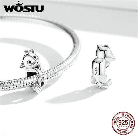 Kaufe Wostu Exquisite Cute Playful Fox Sterling Silber Charm