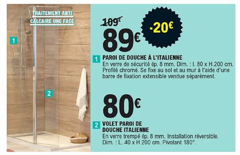 Promo Paroi De Douche L Italienne Volet Paroi De Douche Italienne