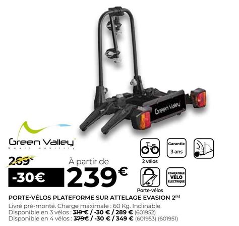 Promo Green valley porte vélos plateforme sur attelage evasion 2 chez