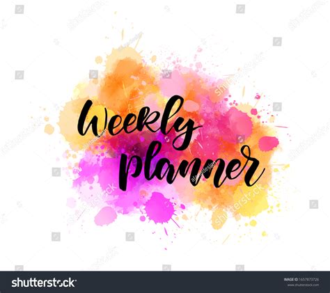 Weekly Planner Handwritten Modern Calligraphy Inspirational Stock