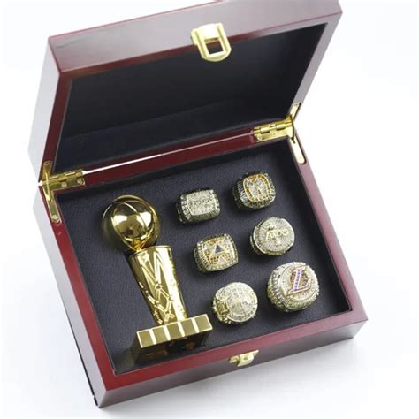 6 Los Angeles Lakers NBA championship rings set with Larry O’Brien ...