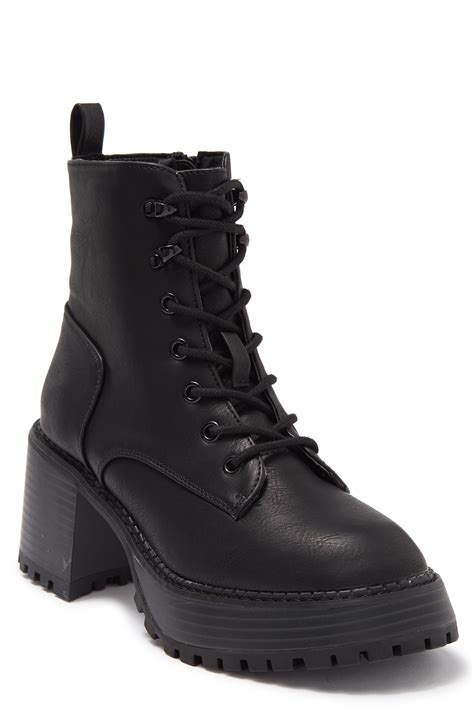 Mia Sian Lug Sole Combat Boot In Black Modesens