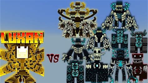 Luxan Lv1 Beta Vs Warden Plus Wardens Minecraft Bedrock Mob Battle Youtube