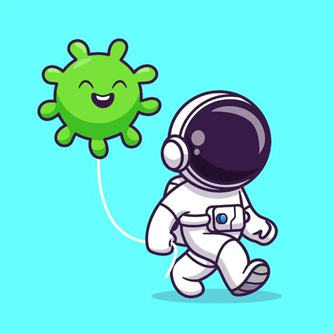 Astronauta Flotando Con Globos Cartoon Vector Icon Illustration Concepto De Icono De Tecnología