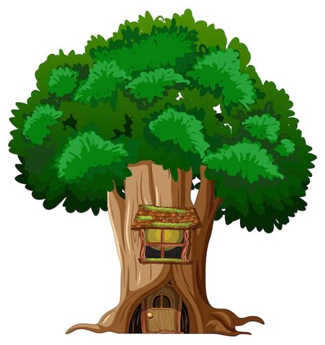 Dibujos animados aislados de árbol grande Vector Gratis