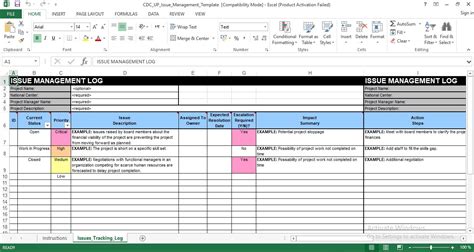 Open Issue Tracker Excel Template